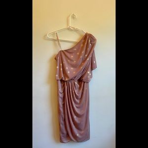 Small pink dress with gold polka dots